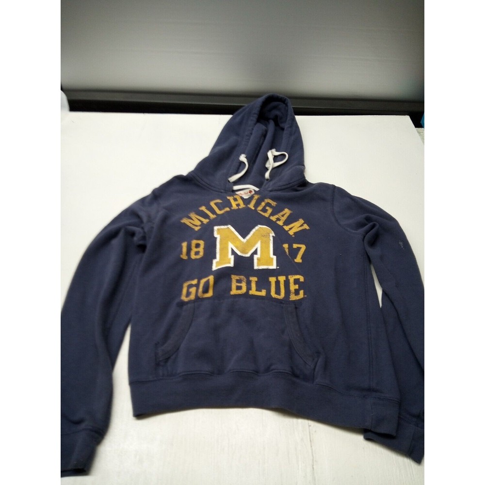 Women’s College Vault Navy Blue Michigan Logo Hooded Sweatshirt Hoodie Sz Large